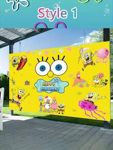 1pc SpongeBob Theme Cartoon Wall Sticker, PVC Waterproof Sticker, Self-Adhesive Glass Door Bedroom Wall Sticker, Super Thick Cartoon Sticker, Creative Decorative Wall Sticker Suitable For Bedrooms, Living Rooms, Study Rooms, Weddings, Dining Rooms, Studies, Graduation Season, Birthday Parties, Mother's Day, And Easter Parties - Multicolor - View 20