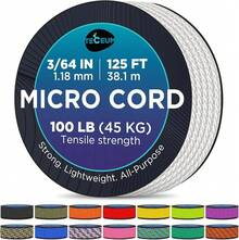 TECEUM Micro Paracord – 118 Mm X 125 Ft – Micro Utility Cord – Thin Braided Paracord Rope – Best Crafting, Projects, Fishing, Camping – Wind Chime – Survival Strong String - White - View 1