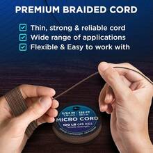 TECEUM Micro Paracord – 118 Mm X 125 Ft – Micro Utility Cord – Thin Braided Paracord Rope – Best Crafting, Projects, Fishing, Camping – Wind Chime – Survival Strong String - 棕色 - 查看 2