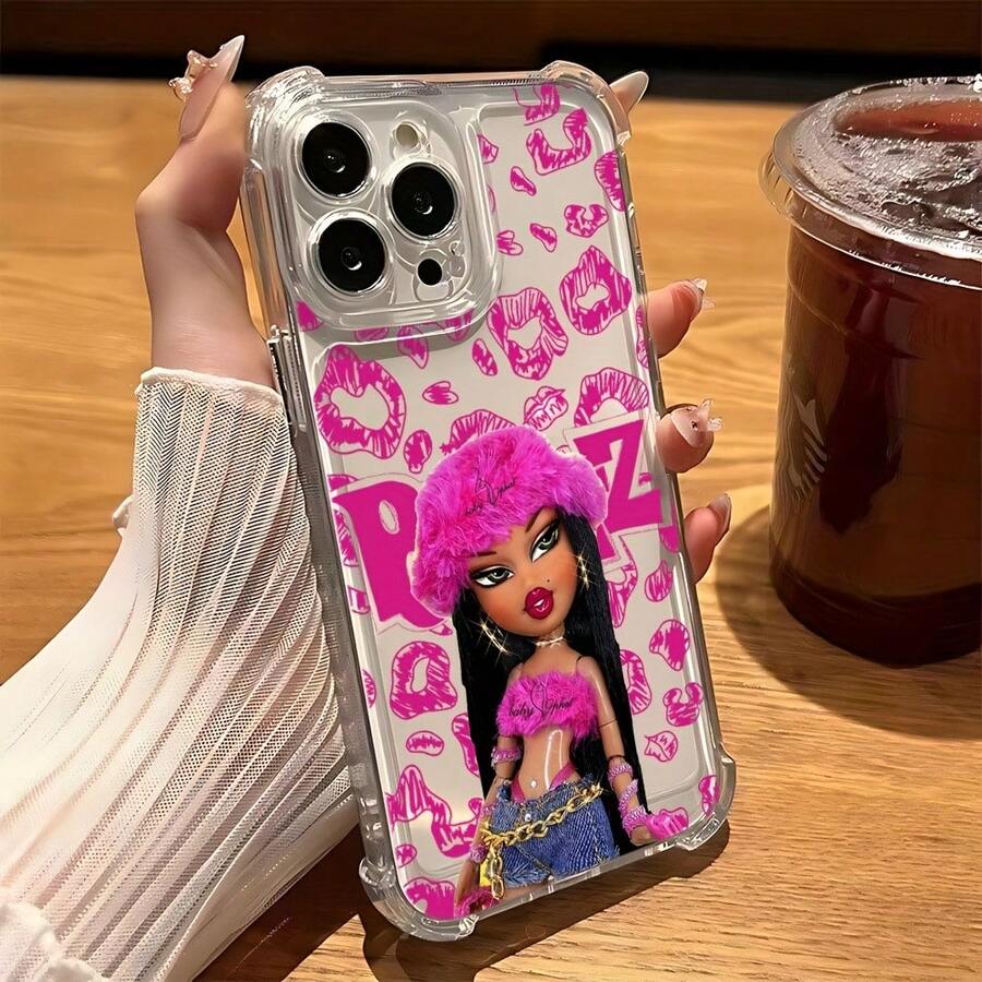 Funda de teléfono elegante que muestra encantadoras muñecas, adecuada para modelos de 16, 15, 14, 13, 12, 11 Pro, X, XR, XS, 8 y Plus, diseñpara ser resistente a los golpes con una capa suave y transparente.17   17promax - transparente - Ver 1