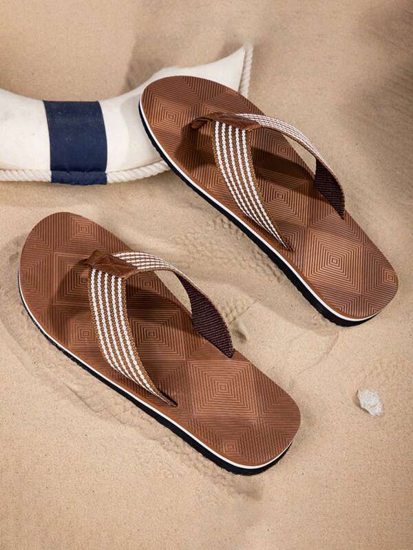Sandalias de dedo marrones para hombre, pantuflas de verano antideslizantes para exteriores, nuevas sandalias tipo chanclas 2025 con tiras de tela para hombres