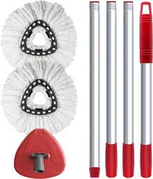 Spin Mop Replacement Head Compatible With O-Cedar EasyWring 1 Tank, 2 Microfiber Mop Refills, 30-58" Handle And 1 Base Set Combo (White,1 Tank System)2025