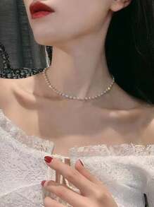 1pc Korean Cute Pearl Necklace