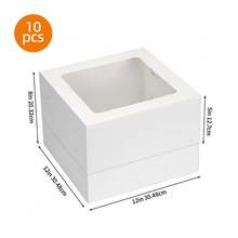Superlele 10/20pcs Birthday Cake Boxes, 10x10x8/12x12x8/12x12x6 Inches Tall Cake Box With Window, White Bakery Boxes, New Year Gift Boxes, Large Baking Boxes, Cake Boxes With Window For Cakes, Pastries, Pies, Desserts