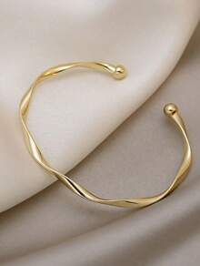 1pc Minimalist Silver Twisted Elegant Fashion Bracelet, Niche Design For Women, Chic Style