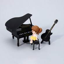 1pc Mini Piano Guitar Gift Box Set, Realistic Piano & Guitar, Doll House Decor, Miniature Model, White & Black Mini Grand Piano Decoration - Multicolor - View 18