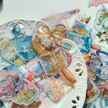 50/100张卡通透明物体涂鸦贴纸，文具盒笔记本贴纸，计划本装饰贴纸，手机壳行李箱吉他贴纸，运动水壶装饰贴纸，学习用品，返校季