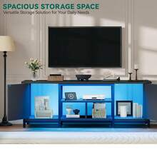 TV Stand For 70 Inch TV, Farmhouse Entertainment Center With Storage Cabinets And Shelves , TV Media Console For Living Room Decor - Xem 6