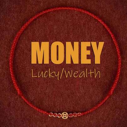 1 件幸运红色命运钱币吊坠手链，适合男女佩戴，保护珠宝，尺寸可调节