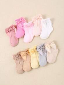 20 /12Pairs Baby Girl Socks - Girls' Socks With Bowknot Lace Decor - Skin-Friendly Soft Comfortable Princess Socks - Perfect For Daily Wear/Festival Gifts/Travel