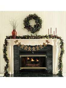 1 pieza Bandera decorativa con diseño de hombre de jengibre navideño, corona, decoración de árbol de Navidad, decoración de escena de fiesta, chimenea, ventana, pared, Año Nuevo, habitación, decoración del hogar, decoración de jardín al aire libre, decoración de ambiente festivo