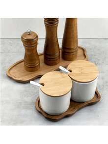 小木托盘底农舍浴室装饰，浴室皂盒，洗脸盆托盘适用于梳妆台、柜台、水槽相思木托盘，简约自然风格家居装饰 - 黃色 - 查看 8