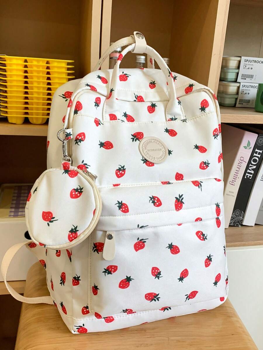 2件套女士防水尼龙时尚背包礼品套装（带吊坠）