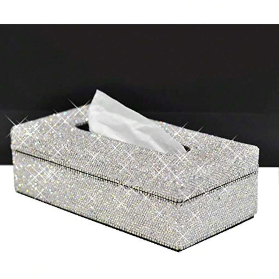 Luxury Crystal Rhinestone Handmade Bling Decorative Tissue Holder Box - 1 - View 1