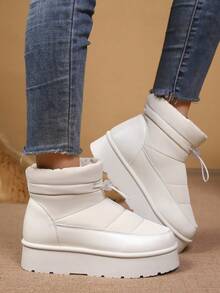 Outdoor Waterproof Women's Snow Boots, Thick Sole With Faux Fur Lining, Warm, Suitable For Northeast China - 白色 - 查看 3