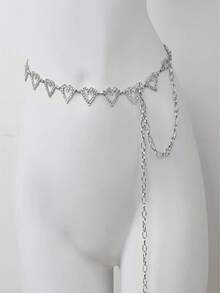 1pc Minimalist Heart Shaped Metal Waist Chain, Fashion Accessory For Dress, Sweater, Blouse, Versatile For All Seasons