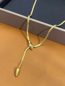 1 件优雅蛇骨项链，不锈钢蛇形链适合女性日常佩戴 - 蛇形項鍊 - 查看 3
