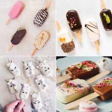 مجموعة قوالب المثلجات 2 قطعة، قوالب ثلج من السيليكون 4 تجاويف لصنع الكعك المثلجة البيضاوي الشكل مع 50 عيدان خشبية لصنع المثلجات DIY، شفاف