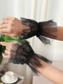 1对新娘短款腕花，优雅仿珍珠和花朵装饰，秋季配饰，情人节配饰