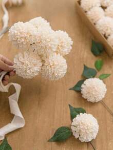 25PCS Dahlia Artificial Flowers Flowers 2.5" Faux Fake Flowers With Stem For DIY Wedding Decor Centerpieces Arrangements Bouquets Bridal Shower Home Decorations - 香檳色 - 查看 3