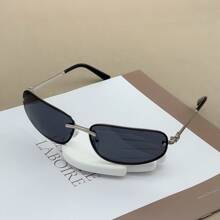 1 Stück rahmenlose ovale Mode Brille Y2K, vielseitige Damenbrille für den täglichen Gebrauch, Straßenfotografie, Urlaub, Sommerstrand Accessoires