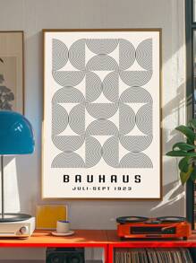 1 pezzo Arte da parete astratta Bauhaus medievale modernista, stampa su tela senza cornice, cartellone geometrico tedesco per camera da letto/ufficio/dormitorio, decorazione per feste di architettura e regalo per appassionati di design (stampa su tela senza cornice)