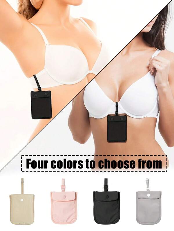 Fashion Invisible Bra Wallet - RFID Blocking Secret Card Pocket, Multi-Color Wallet, Adjustable, Skin-Friendly And Soft, With Snap Buttons To Prevent Items From Falling, Lightweight And Breathable, No Foreign Body Feeling, Washable, Reusable, Travel Bag And Secret Pocket,