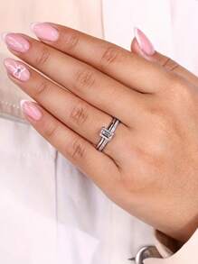 1 pièce Bague de fiançailles/mariage élégante en argent sterling 925 avec cubic zirconia cubique coupe princesse à 4 griffes, cadeau d'engagement pour femme, bijouterie fine