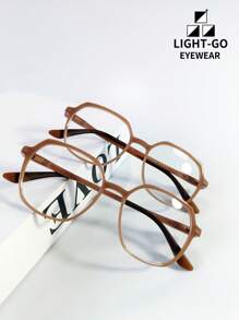 LIGHT-GO EYEWEAR 3 pièces/Set Lunettes à monture complète asymétrique géométrique pour femmes + clip-on convenant pour la lecture quotidienne et la conduite