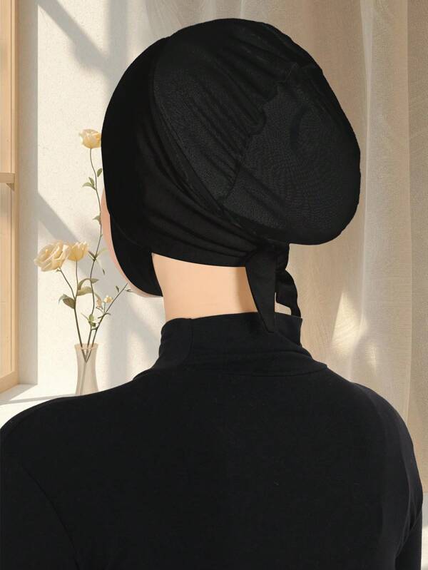 1pc Modal Inner Hijab Women Solid Plain Instant Tuban, Ear Protection Design,Mesh Breathable Style