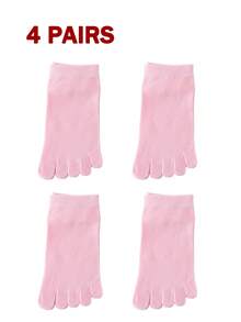 4 Pairs Women's Five Toe Socks - Spring/Autumn/Winter Sports Socks, Thin Pure Cotton Odor-Resistant Anti-Athlete's Foot Mid-Calf Breathable Toe Socks, Toe Separation Design, Breathable, Moisture-Wicking, Suitable For Home And Activities, 6 Colors Available, One Size, Casual Socks | Elegant Sock Design | Comfortable Fit, Fall Socks