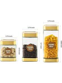 Glass Storage Jars-Large Kitchen Glass Canisters With Airtight Lids -Coffee Pasta Sugar Tea Snack Nuts Cookie Flour Food Container - Set Of 3…