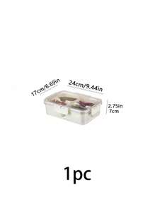 1pc/2pcs Crisper Box With Lid, 4/8/9 Compartments Capacity, Divider Storage Dinner Plate, Divider Storage Box With Handles, Fridge Storage Box With Removable Snack Box, Spice, Dry Ingredients, Candy, Vegetable, Fruit, Nut Storage Box, Kitchen Food Storage Box, Suitable For Family, Travelling, Party, Picnic.