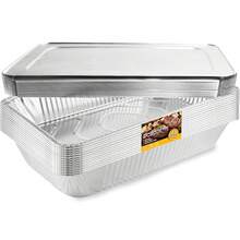 10pack Large Aluminum Pans With Lids Disposable Full Heavy Duty Roasting, Broiling, Baking, Catering Pans 21x13x3(Full-Size W/Lids) - Silver - View 1