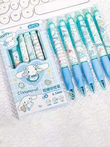 Sanrio 6Pcs My Melody Hello Kitty Kuromi Cinnamoroll Pochacco Gel Blue Pen Cute Cinnamon Dog And Friends Themed Erasable Pens Erasable Ink Stationery(Some Parts May Be Random), School Supplies,Back To School