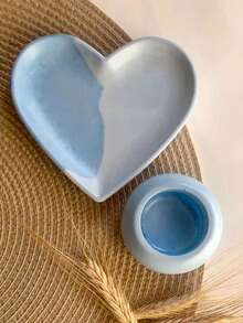 2PCS/Set - Heart-Shaped Tray Mold + Heart-Shaped Plate Mold, DIY Creative Simple Jewelry Storage Tray Candle Holder Plaster Mould, Home Decoration Ornaments Silicone Mold, Handicraft Production Epoxy Resin Casting Molds - White - View 11