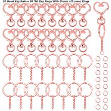 30/60 件心形旋转弹簧钩套装，金属弹簧按扣钥匙链龙虾扣，扁平开口环带链条和跳环，适用于钥匙链、挂绳、珠宝、DIY 工艺品