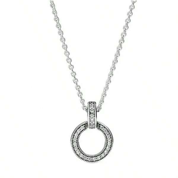 1 pieza Collar colgante de múltiples aros, símbolo de infinito de doble círculo brillante, collar elegante minimalista de alta gama unisex de moda