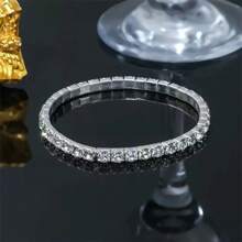 1pc Sparkly Crystal Single Layer Stretchy Bracelet For Party