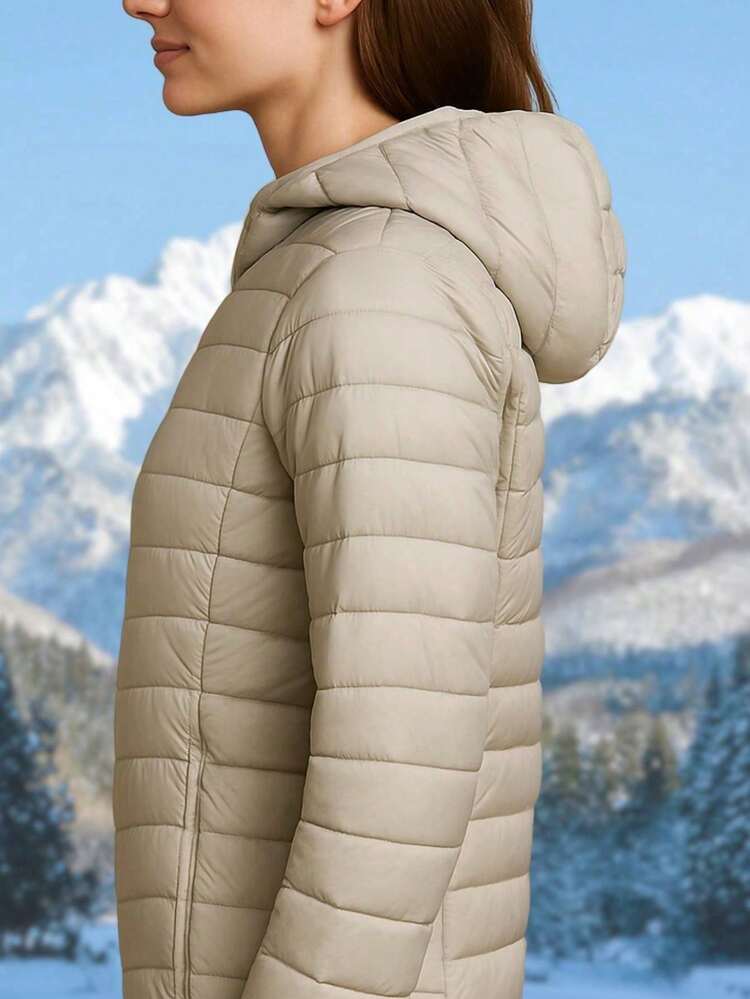 Jaqueta Puffer Feminina Bobojaco Impermeável Moto Capuz Removível Super Resistente Frio Neve - Bege - Visão 4