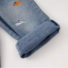 Boys' Loose Casual Animal Embroidered Denim Jeans, Suitable For All Seasons - Light Wash - View 9