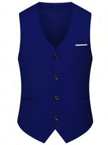 SuitGent Men's Fashion Business Suit, High-Quality Formal Office Suit, Slim Fit Groom Wedding Tuxedo, Men's Suit Jacket - Navy Blue - View 4