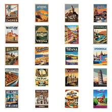 Conjunto de 50 adesivos de viagem, adesivos vintage, adesivos de férias, adesivos de países, adesivos de edifícios, presentes de viagem, adesivos estéticos de viagem, vinil à prova d'água para laptop, celular, carro, skate, garrafas de água, scrapbooking, computador e diário.