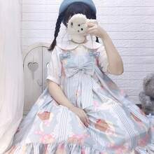 1 件甜美日式蝴蝶结装饰洛丽塔连衣裙，适合角色扮演、派对、节日、情人节礼物、万圣节专用连衣裙 - 彩色 - 查看 4