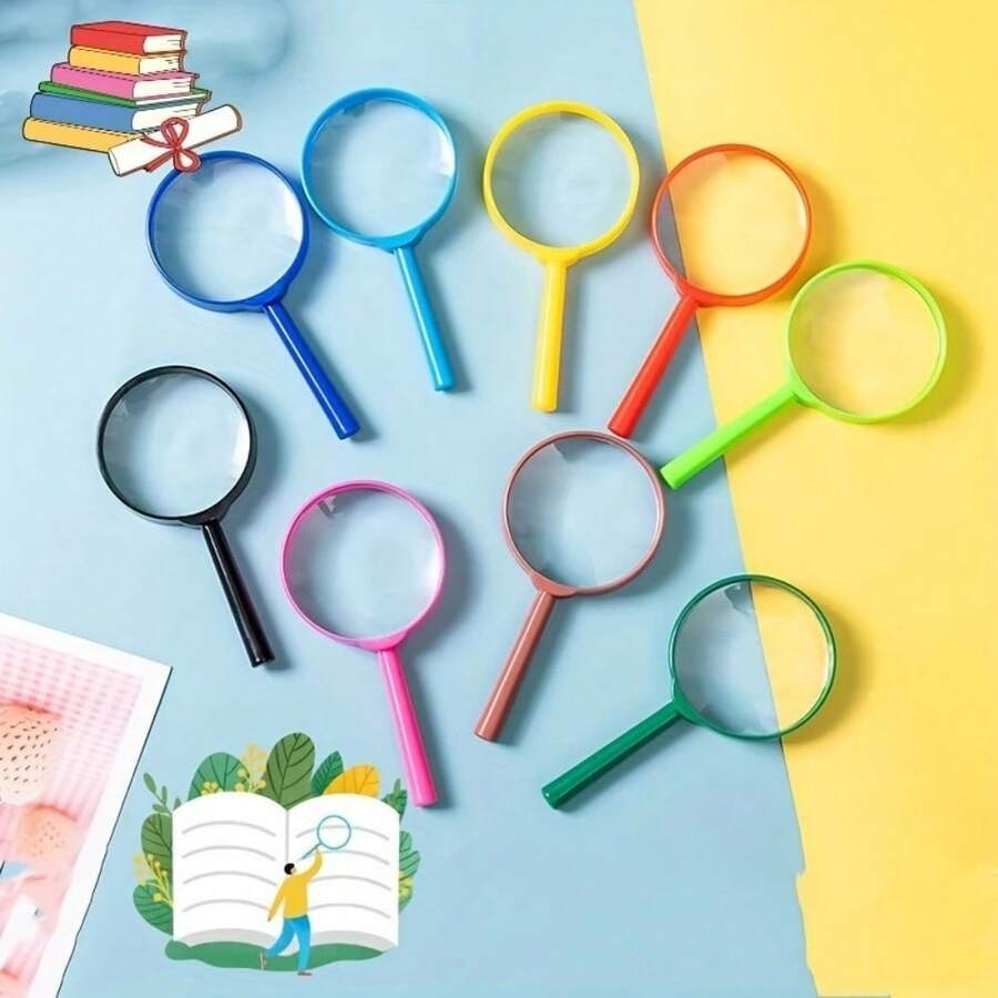 1/3/6 Color Magnifying Glasses, Handheld Plastic Magnifying Glasses, Non Electric Magnifying Glasses, Very Suitable For Science Classrooms And Outdoor Observation, With Transparent Lenses, Battery Free Design, Reading Magnifying Glasses - Multicolor - View 1