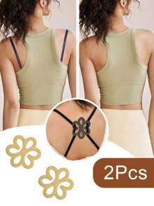 4pcs/2pcs/ Flower Shaped Bra Strap Clips, Invisible Anti-Slip Bra Strap Holders Women's Undergarment Accessories Invisible Slip-Proof Bra Strap Buckle For Lingerie - Crossback Straps, Transparent Buckle, Anti-Slip