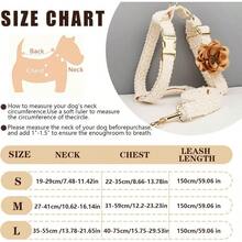 White Dog Harness And Leash Set Adjustable Lace Harness For Girl Dogs Luxury Dog Harness No Pull With Handle Bow Flowers For Easy Dog WalkingSRR8 - BeigeHarnessSet - View 3