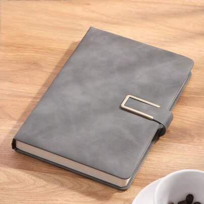 Extra Thick A5 Vintage Notebook With Magnetic Closure – Leatherette Cover, Dated English Pages & Bookmark – Professional Business Journal For Meetings, Office Notes, And College Use