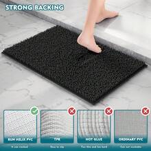Upgrade Extra Large Bathroom Rugs Set 3 Pieces Thick Absorbent Chenille Bath Mat,Ultra Soft Bathroom Mats,Non Slip Bathroom Floor Mats,Washable Toilet Rug For Bathroom, Bedroom, Kitchen,Black - Black - View 5