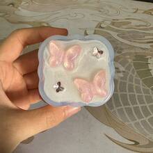 蓝粉相间旋花/蝴蝶/丘比特图案保护壳，兼容苹果20W英规充电器，支持快充，含15/16mm充电线 - 無色 - 查看 5